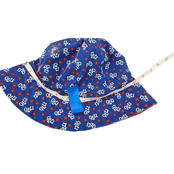 Vintage Patriotic Bucket Hat Blue Red Stars 1776 USA Adult Denim 1970s Handmade - Picture 12 of 12